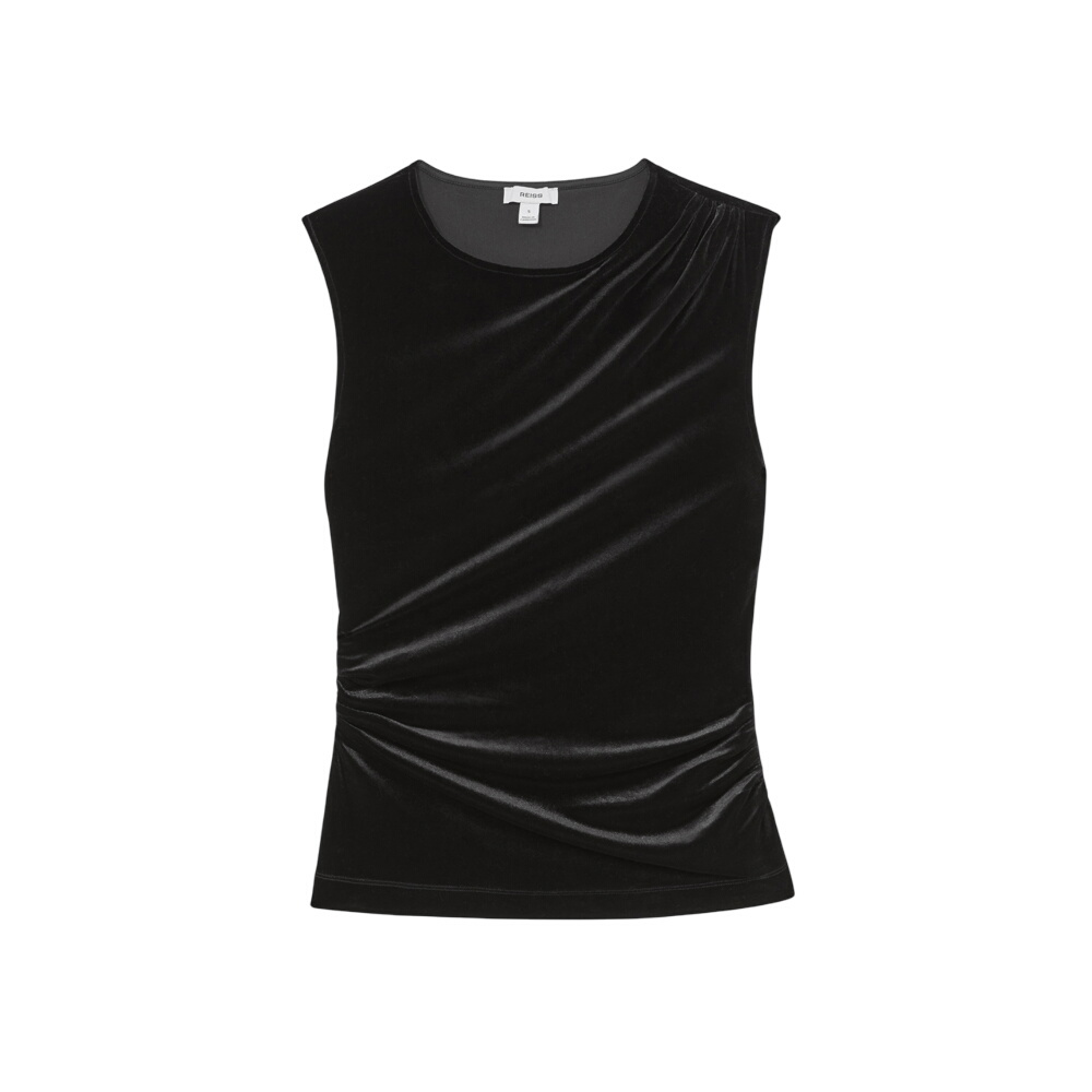 REISS Scarlett Velvet Drape Sleeveless Top